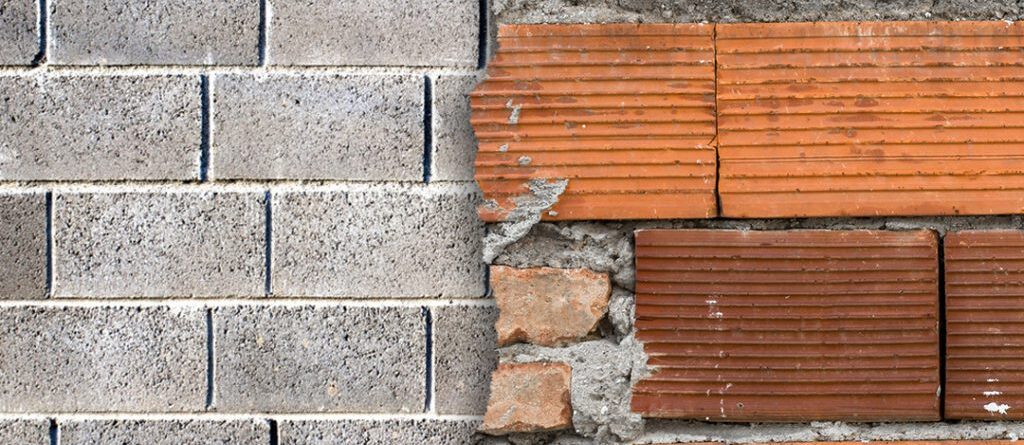 bloco de concreto e bloco de ceramica